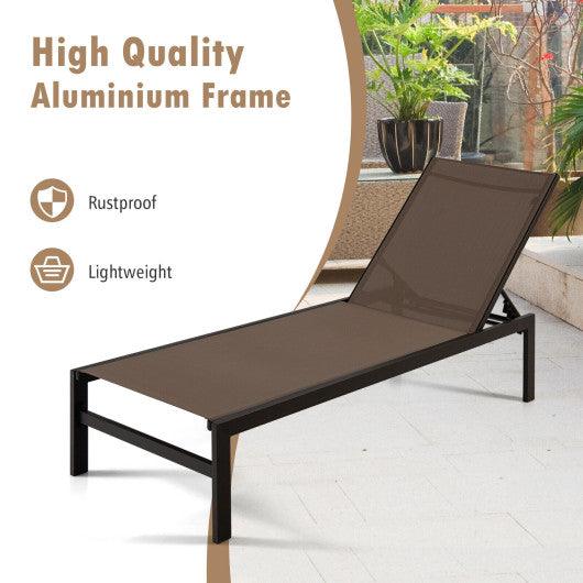 6-Position Chaise Lounge Chairs with Rustproof Aluminium Frame-Brown at Set Shop and Smile