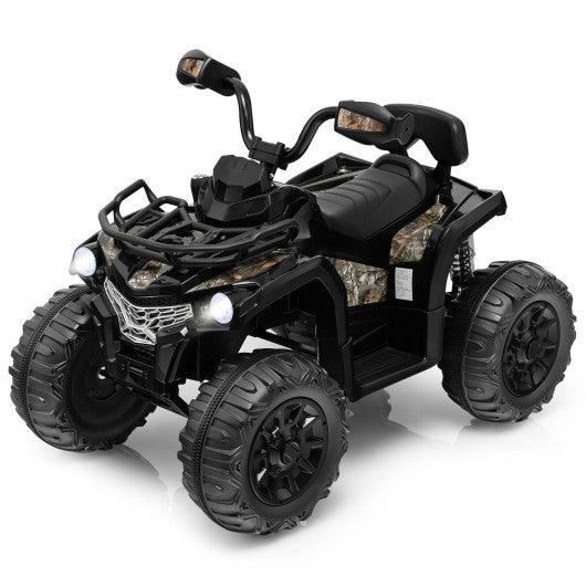 12V Kids Ride On ATV 4 Wheeler with MP3 and Headlights-Black at Set Shop and Smile