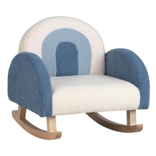 Kids Rocking Chair Children Velvet Upholstered Sofa with Solid Wood Legs-Blue at Set Shop and Smile