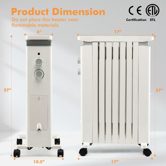 1500W Portable Oil Filled Radiator Heater with 3 Heat Settings-White at Set Shop and Smile