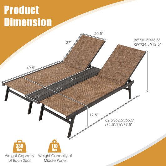 2-Person Patio Chaise Lounge with Middle Panel-Brown at Set Shop and Smile