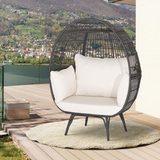 Oversized Patio Rattan Egg Lounge Chair with 4 Cushions-Brown at Set Shop and Smile