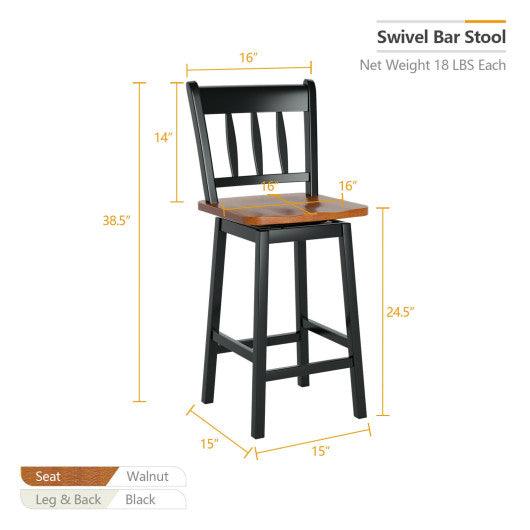 24.5 Inches Set of 2 Swivel Bar Stools with 360° Swiveling-Black at Set Shop and Smile