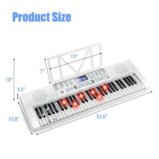 61-Key Electric Piano Keyboard for Beginner-White at Set Shop and Smile