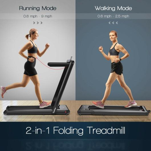 2-in-1 Folding Treadmill with Dual LED Display-Black at Set Shop and Smile