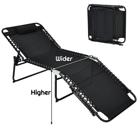 4 Position Folding Lounge Chaise with Adjustable Backrest and Footrest-Black at Set Shop and Smile