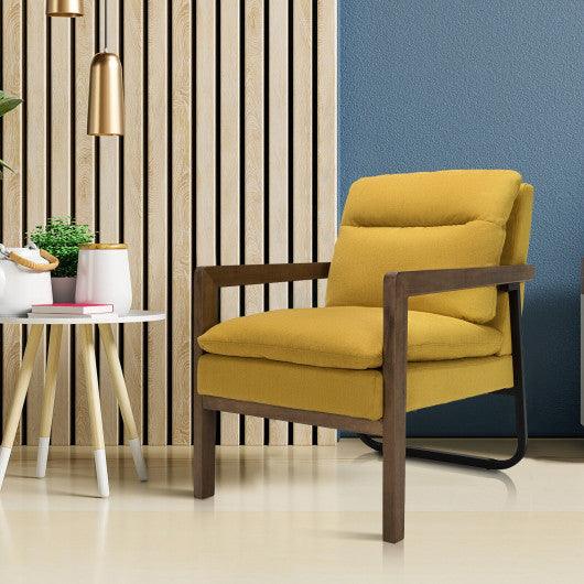 Single Sofa Chair with Extra-Thick Padded Backrest and Seat Cushion-Yellow at Set Shop and Smile