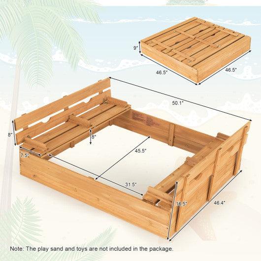 Kids Wooden Sandbox with 2 Foldable Bench Seats at Set Shop and Smile