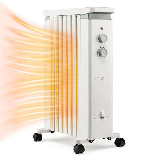 1500W Portable Oil Filled Radiator Heater with 3 Heat Settings-White at Set Shop and Smile