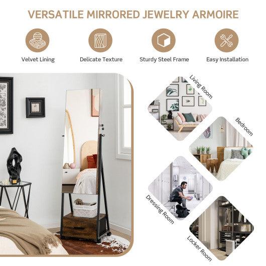 Jewelry Cabinet with Full Length Mirror-Brown at Set Shop and Smile