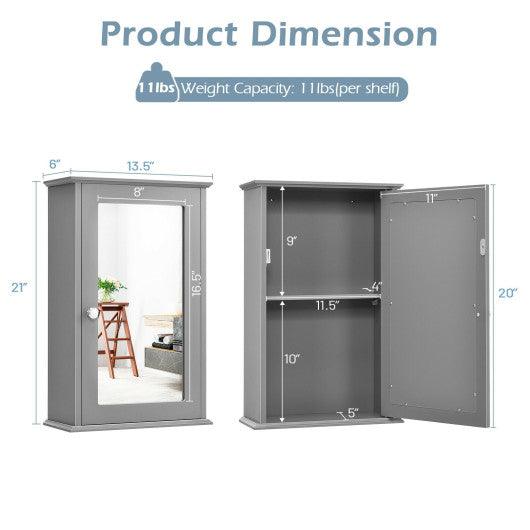 Bathroom Wall Cabinet with Single Mirror Door-Gray at Set Shop and Smile