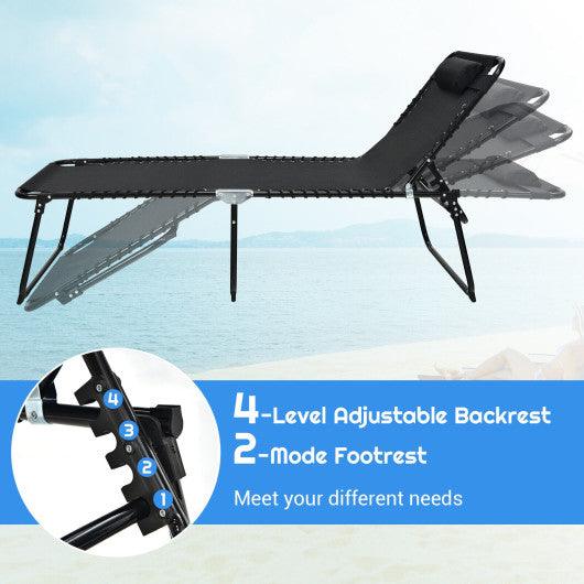 4 Position Folding Lounge Chaise with Adjustable Backrest and Footrest-Black at Set Shop and Smile