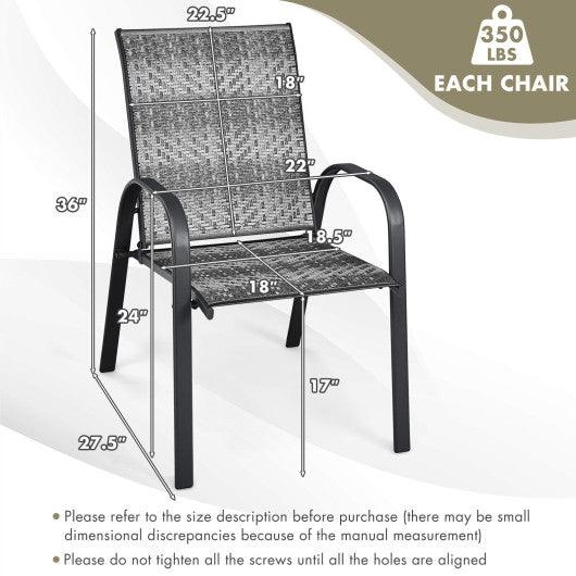 Set of 6 Outdoor PE Wicker Stackable Chairs with Sturdy Steel Frame-Gray at Set Shop and Smile