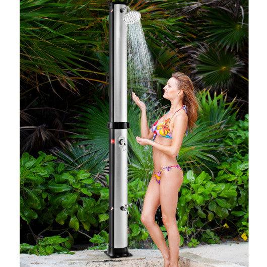 7.2 Feet Solar-Heated Outdoor Shower with Free-Rotating Shower Head-Silver at Set Shop and Smile