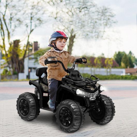 12V Kids Ride On ATV 4 Wheeler with MP3 and Headlights-Black at Set Shop and Smile
