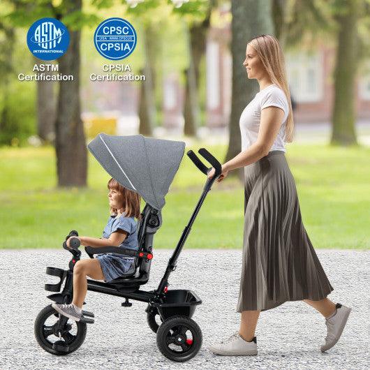 4-in-1 Baby Tricycle Toddler Trike with Convertible Seat-Gray at Set Shop and Smile