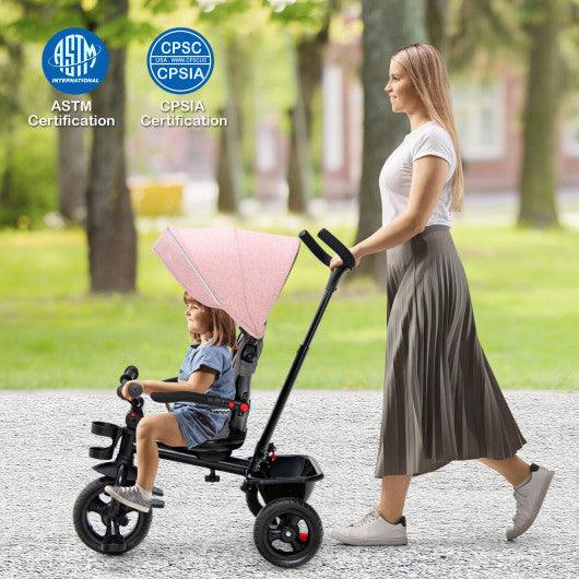 4-in-1 Baby Tricycle Toddler Trike with Convertible Seat-Pink at Set Shop and Smile
