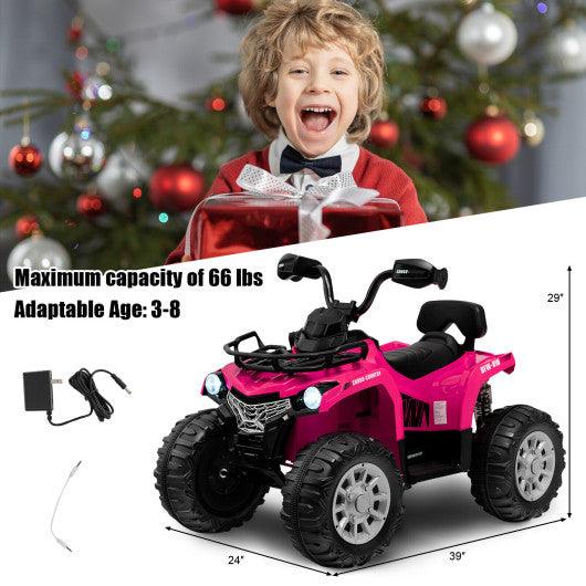 12V Kids Ride On ATV 4 Wheeler with MP3 and Headlights-Pink at Set Shop and Smile