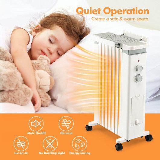 1500W Portable Oil Filled Radiator Heater with 3 Heat Settings-White at Set Shop and Smile