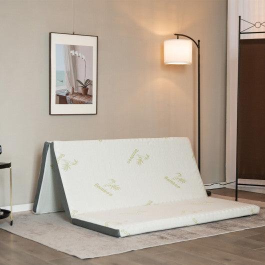 Queen 3 Inch Tri-fold Memory Foam Floor Mattress Topper Portable with Carrying Bag-M at Set Shop and Smile