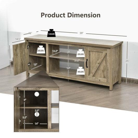 59 Inches TV Stand Media Console Center with Storage Cabinet-Natural at Set Shop and Smile