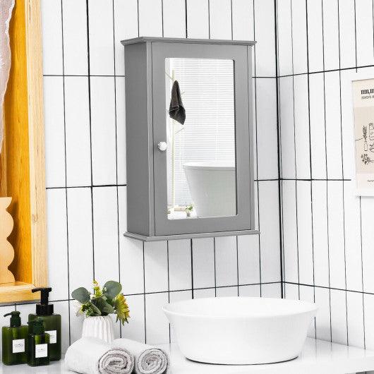 Bathroom Wall Cabinet with Single Mirror Door-Gray at Set Shop and Smile