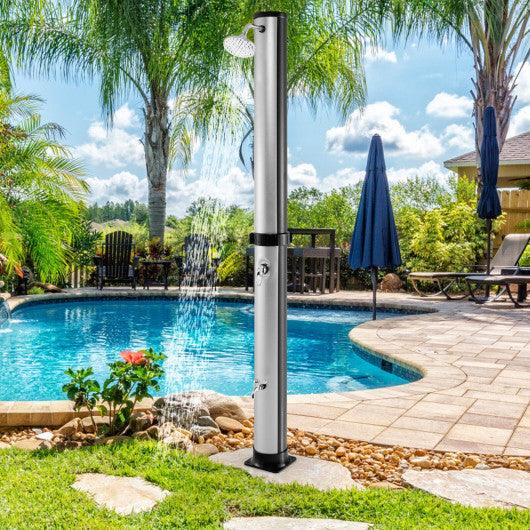 7.2 Feet Solar-Heated Outdoor Shower with Free-Rotating Shower Head-Silver at Set Shop and Smile