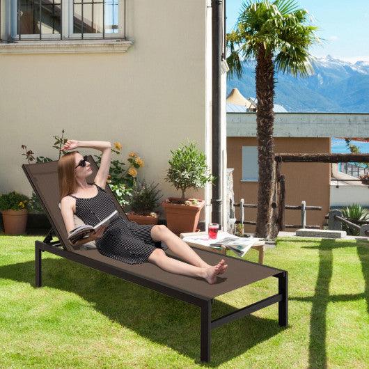 6-Position Chaise Lounge Chairs with Rustproof Aluminium Frame-Brown at Set Shop and Smile
