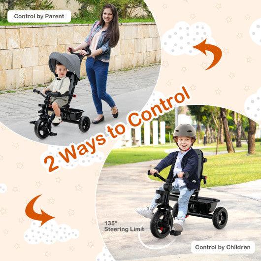 4-in-1 Baby Tricycle Toddler Trike with Convertible Seat-Gray at Set Shop and Smile