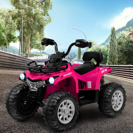 12V Kids Ride On ATV 4 Wheeler with MP3 and Headlights-Pink at Set Shop and Smile