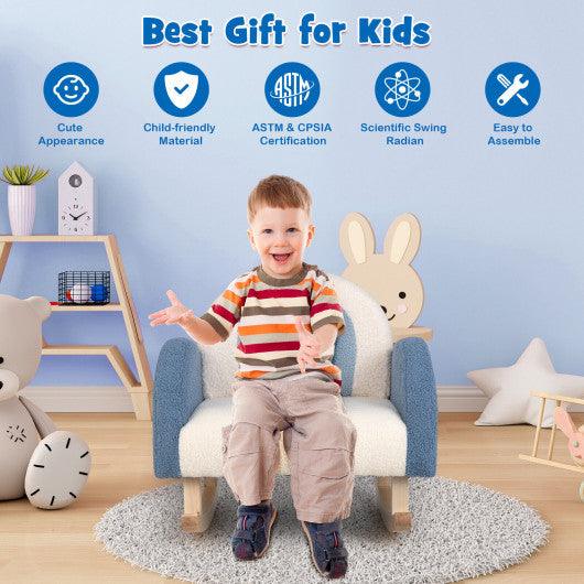 Kids Rocking Chair Children Velvet Upholstered Sofa with Solid Wood Legs-Blue at Set Shop and Smile