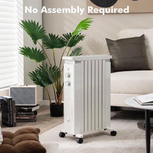 1500W Portable Oil Filled Radiator Heater with 3 Heat Settings-White at Set Shop and Smile