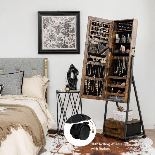 Jewelry Cabinet with Full Length Mirror-Brown at Set Shop and Smile