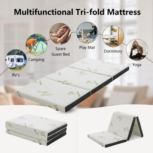 Queen 3 Inch Tri-fold Memory Foam Floor Mattress Topper Portable with Carrying Bag-S at Set Shop and Smile