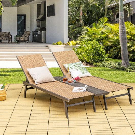 2-Person Patio Chaise Lounge with Middle Panel-Brown at Set Shop and Smile