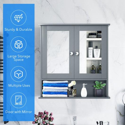 Bathroom Wall Mount Mirror Cabinet Organizer-Gray at Set Shop and Smile