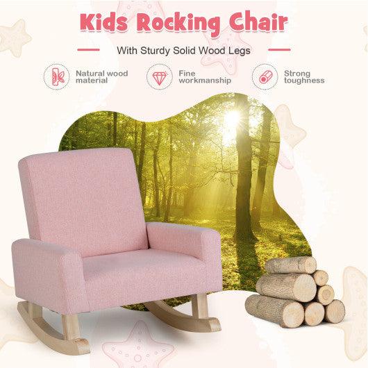 Kids Rocking Chair with Solid Wood Legs-Pink at Set Shop and Smile