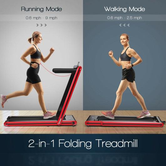 2-in-1 Folding Treadmill with Dual LED Display-Red at Set Shop and Smile