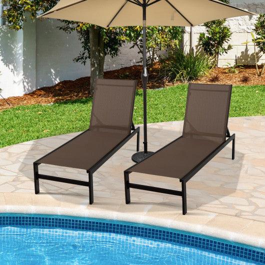 6-Position Chaise Lounge Chairs with Rustproof Aluminium Frame-Brown at Set Shop and Smile