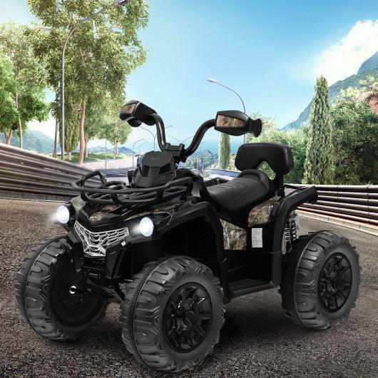 12V Kids Ride On ATV 4 Wheeler with MP3 and Headlights-Black at Set Shop and Smile