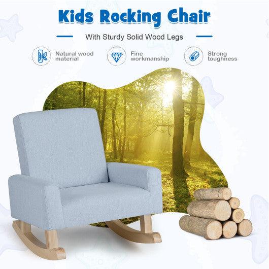 Kids Rocking Chair with Solid Wood Legs-Blue at Set Shop and Smile