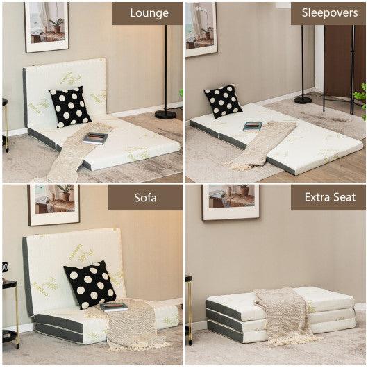 Queen 3 Inch Tri-fold Memory Foam Floor Mattress Topper Portable with Carrying Bag-S at Set Shop and Smile