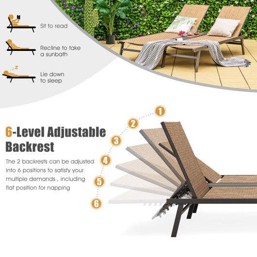 2-Person Patio Chaise Lounge with Middle Panel-Brown at Set Shop and Smile