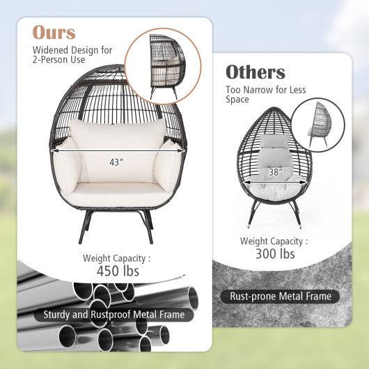 Oversized Patio Rattan Egg Lounge Chair with 4 Cushions-Brown at Set Shop and Smile