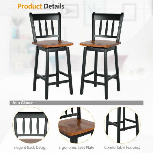 24.5 Inches Set of 2 Swivel Bar Stools with 360° Swiveling-Black at Set Shop and Smile