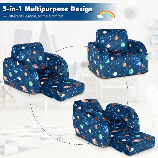 3-in-1 Convertible Kid Sofa Bed Flip-Out Chair Lounger for Toddler-Blue at Set Shop and Smile