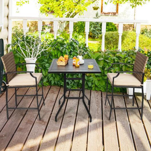 Patio Rattan Bar Stools Set of 4 with Soft Cushions at Set Shop and Smile