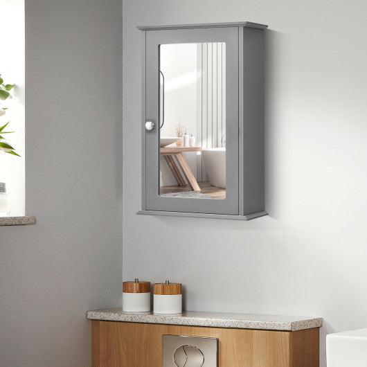 Bathroom Wall Cabinet with Single Mirror Door-Gray at Set Shop and Smile
