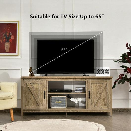 59 Inches TV Stand Media Console Center with Storage Cabinet-Natural at Set Shop and Smile