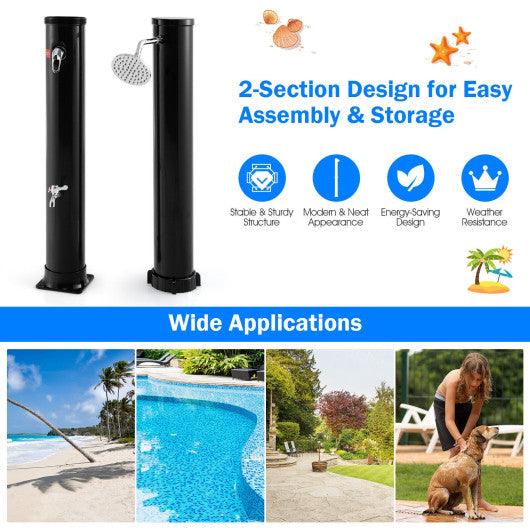 7.2 Feet Solar-Heated Outdoor Shower with Free-Rotating Shower Head-Black at Set Shop and Smile